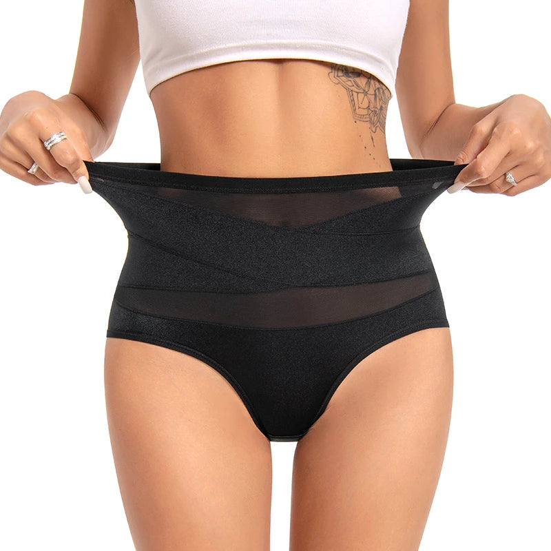 🌟 High Waist Mesh Cross Shapewear Panties! 🌟