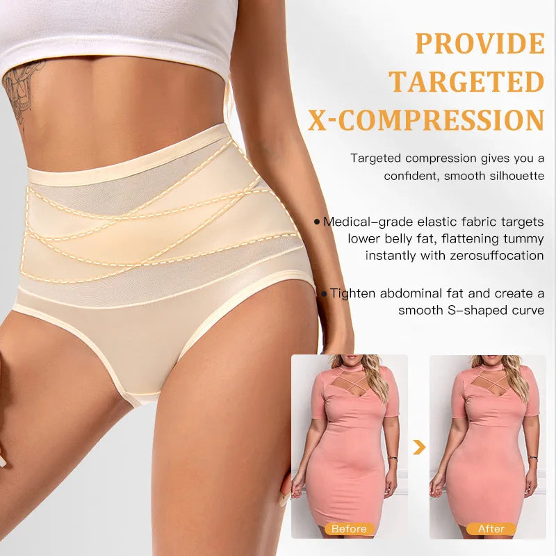 🌟 High Waist Mesh Cross Shapewear Panties! 🌟