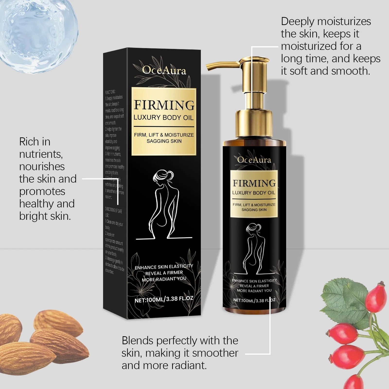 Tightening Body Oil Moisturizing Anti Cellulite Improve Sagging Firming Shaping Slimming Smoothing Brightening Body Massage Oil