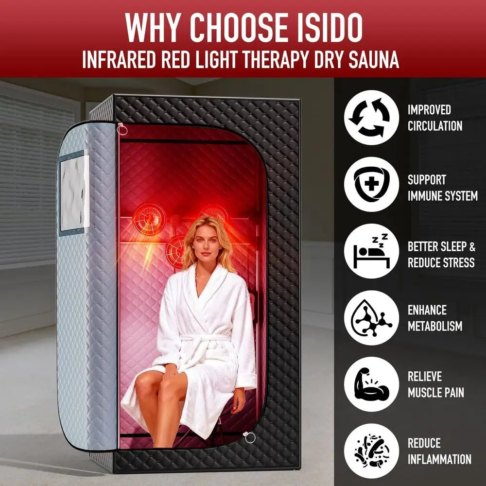 Portable Home Infrared Sauna Tent with Red Light Therapy Bulbs for Personal Indoor Use