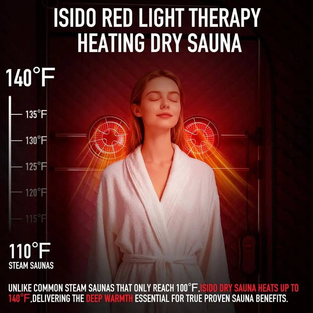 Portable Home Infrared Sauna Tent with Red Light Therapy Bulbs for Personal Indoor Use
