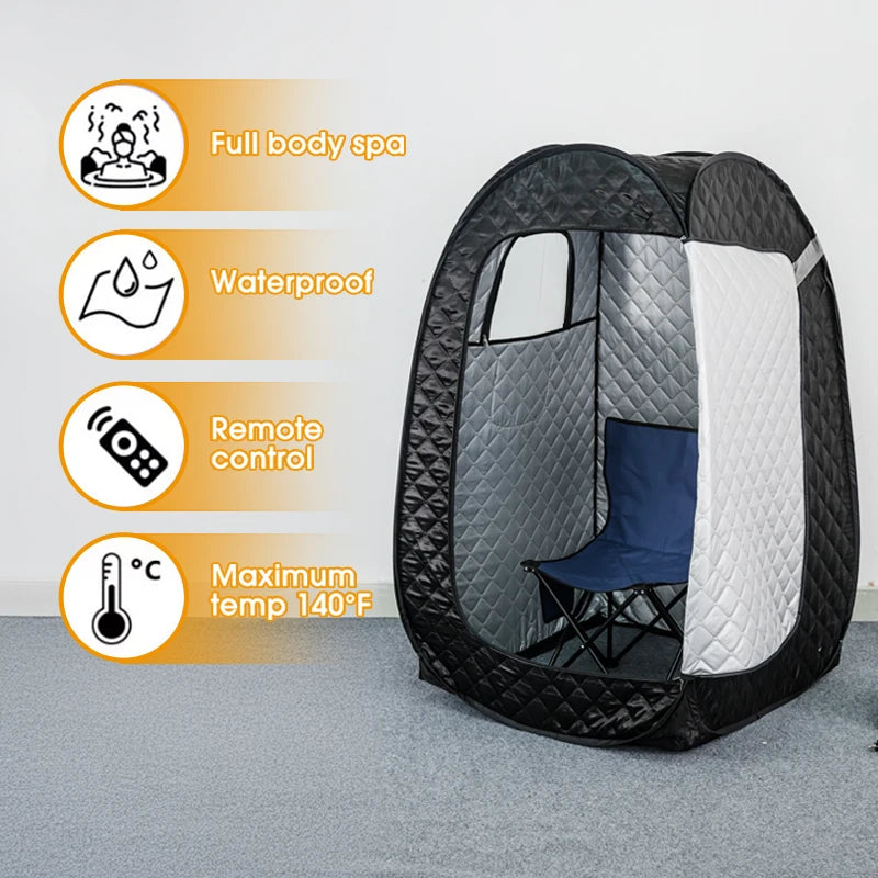 Steam Sauna Tent Compact Portable Sauna Room W/ Time Remote Control for Detox Relaxation