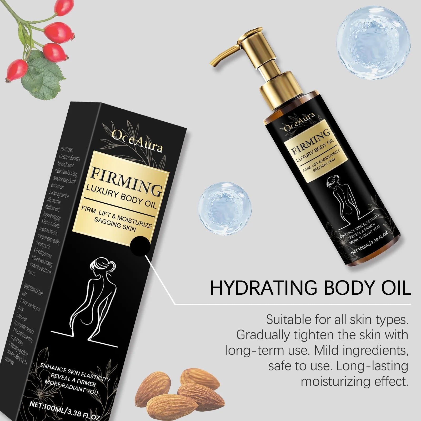 Tightening Body Oil Moisturizing Anti Cellulite Improve Sagging Firming Shaping Slimming Smoothing Brightening Body Massage Oil