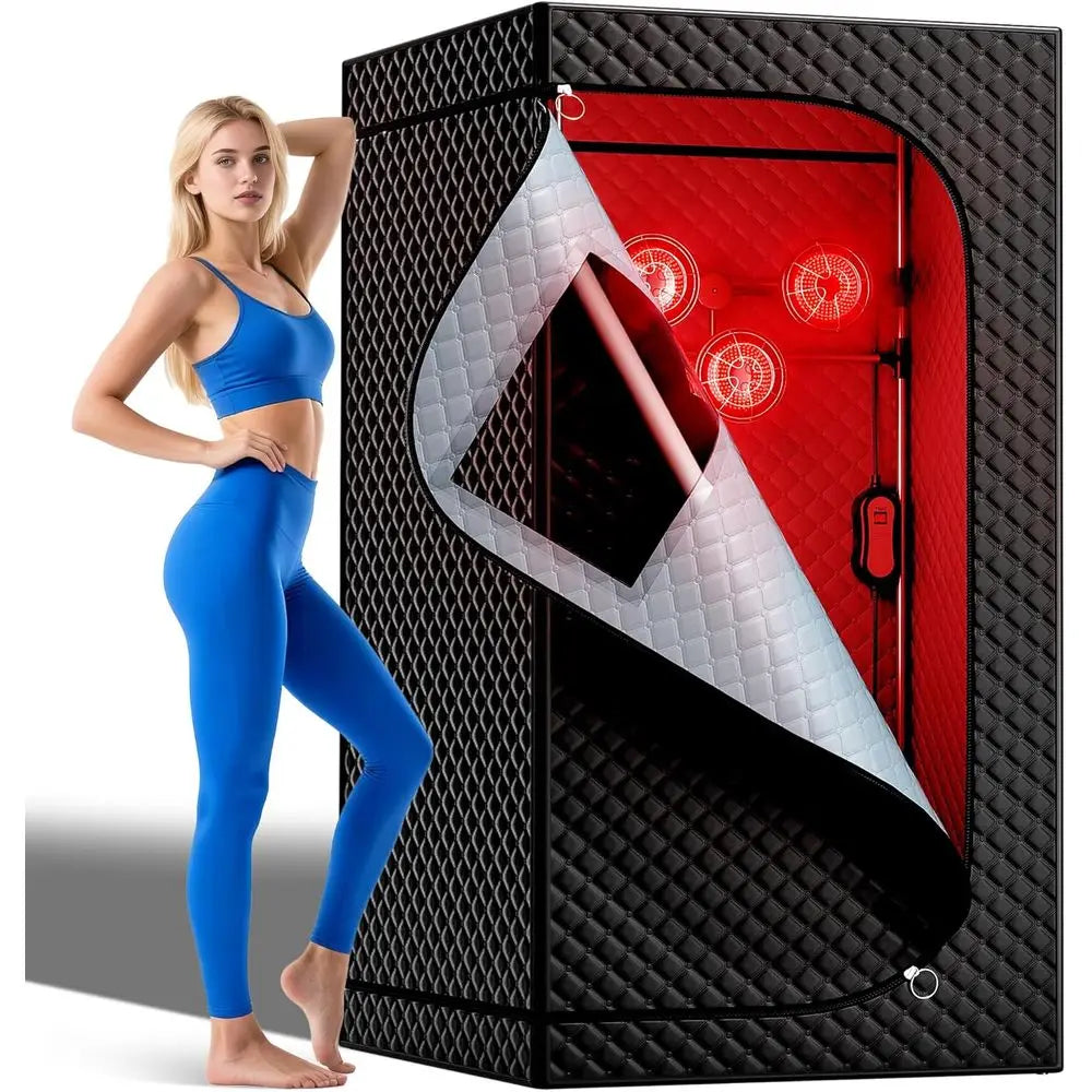 Portable Home Infrared Sauna Tent with Red Light Therapy Bulbs for Personal Indoor Use